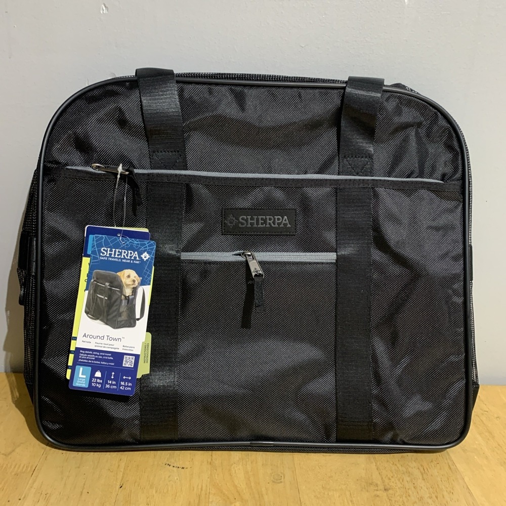 Sherpa Around Town Fashionable‎ Pet Tote for Cats & Dogs, Black, Large - NWTs